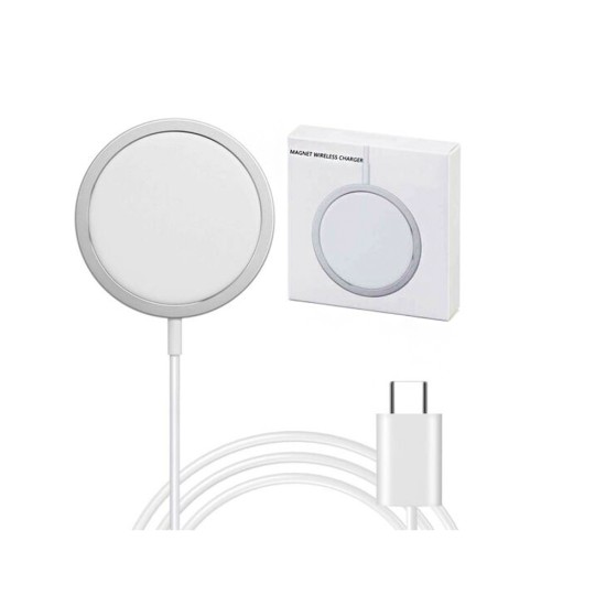 Fast Magnetic Wireless Charger with Type C Cable White Fast Magnetic Wireless Charger with Type C Cable White